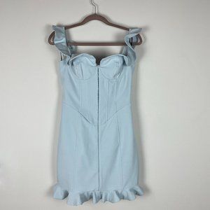 LAVISH ALICE | Ruffle Corset Mini Dress in Baby Blue | Size 6